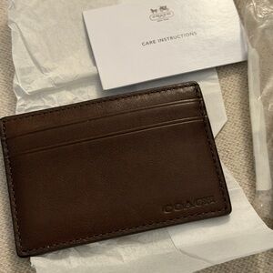 Coach Dark Brown Leather Card Holder